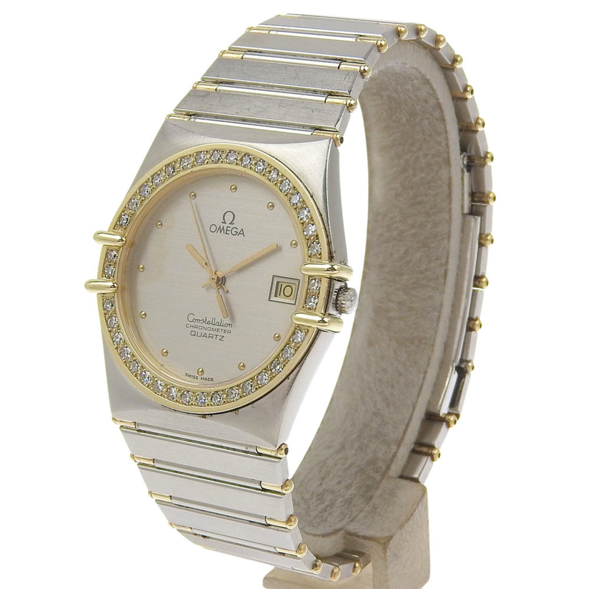 OMEGA Constellation Men's Watch, Stainless Steel with Diamonds, Quartz Movement, Analog Display, Silver Dial — Good