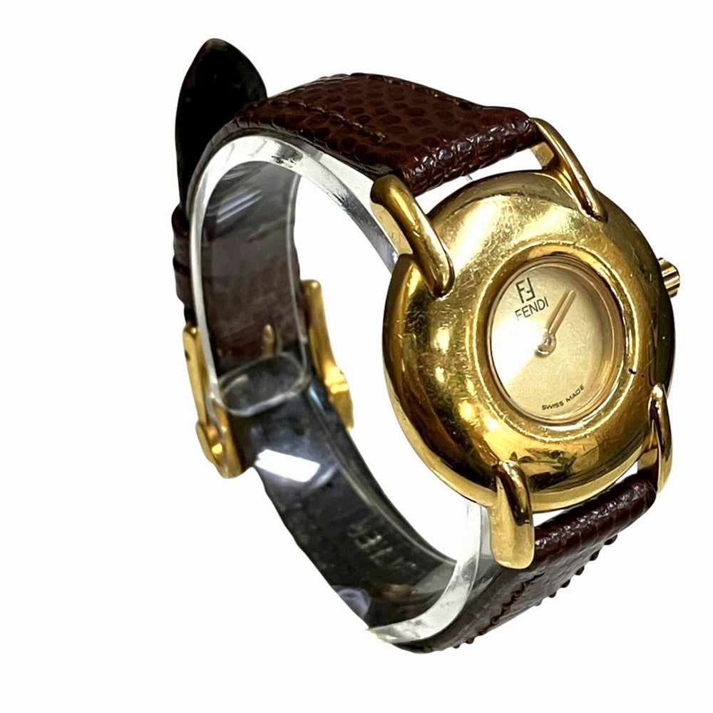 Fendi watch, total weight 21.8g, GP (gold plated) leather strap, quartz movement, beige dial, 400L — Good