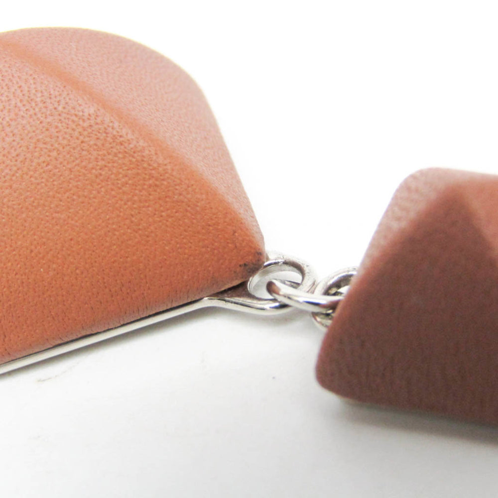 Hermes Medor Gaine GM Leather,Metal Stud Earrings Brown — Like New