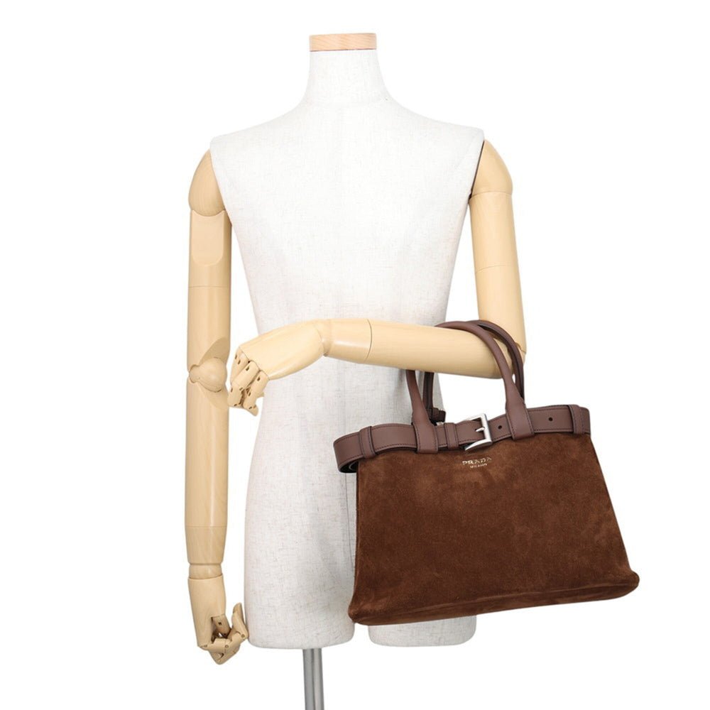 Prada handbag, buckle, medium suede, 1BA434, PRADA 2-way shoulder bag — Like New