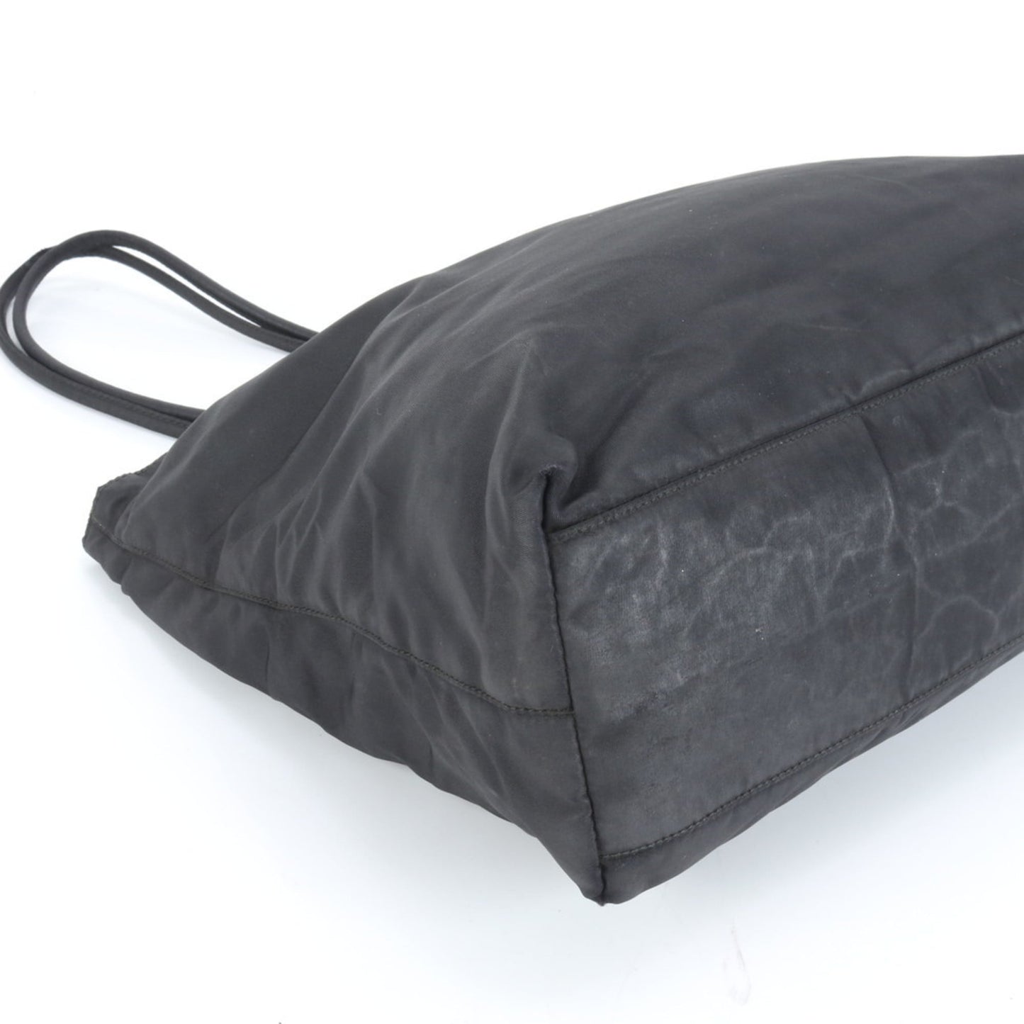 Prada Tessuto Nylon Triangle Logo Tote Bag Shoulder Handbag Black Women's