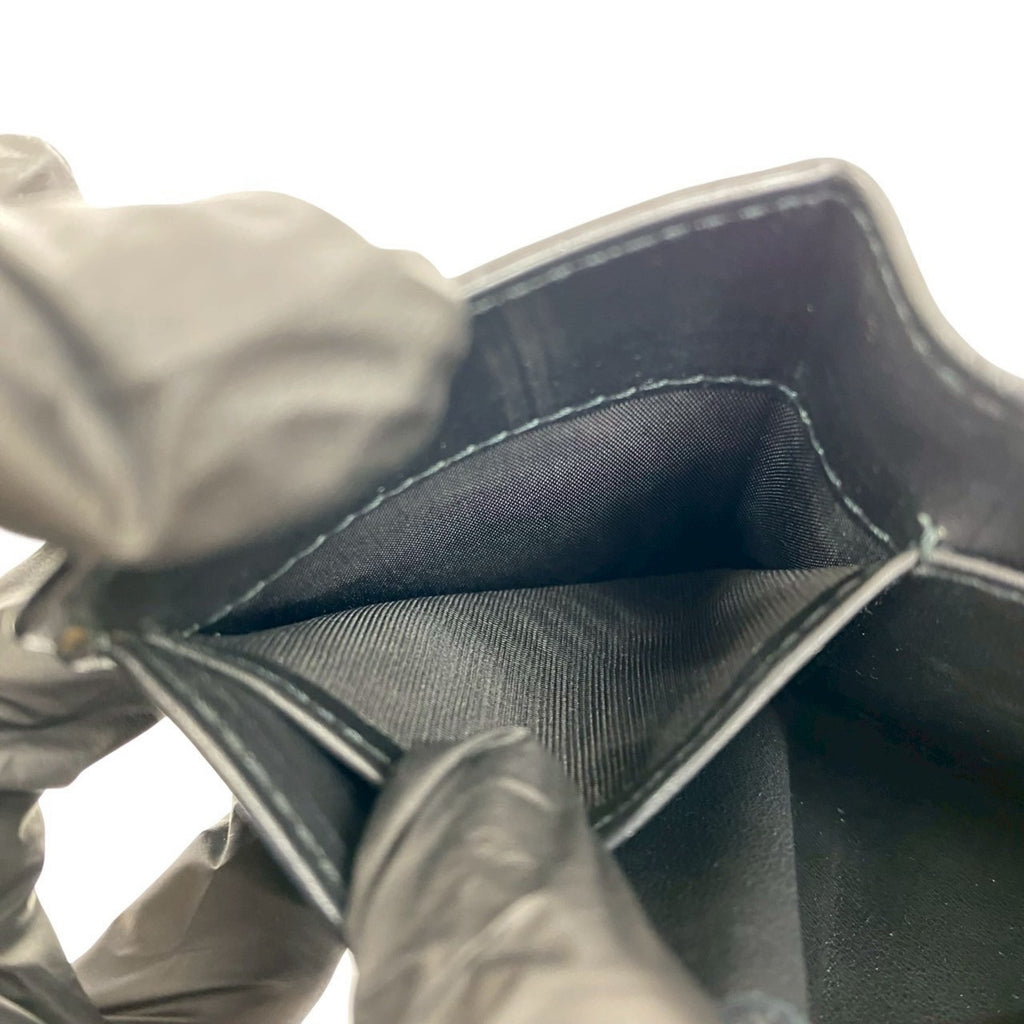 CELINE Vintage Macadam Blason Pattern Leather Bifold Wallet in Black and Brown (35876)