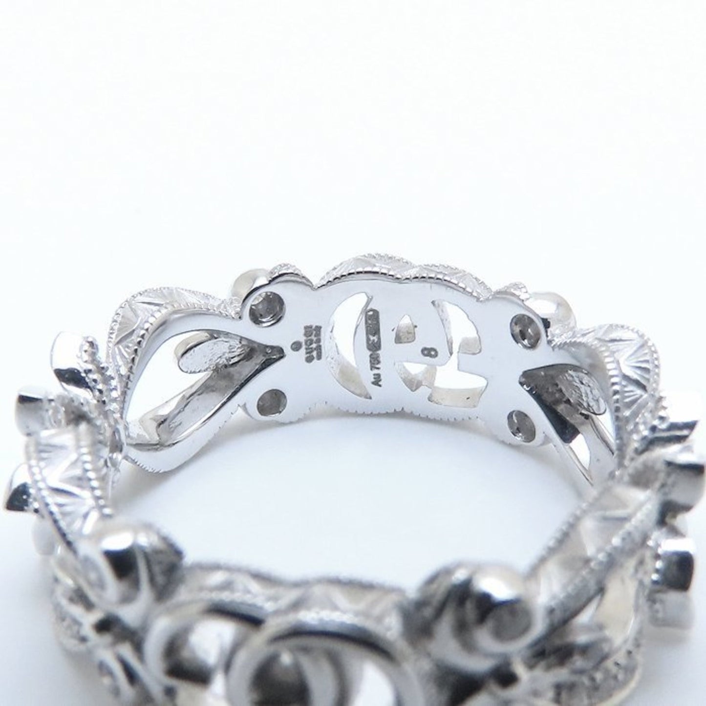 GUCCI Flora Ring, Diamond, #8, Flower Motif, 18K White Gold, Women's, 294308