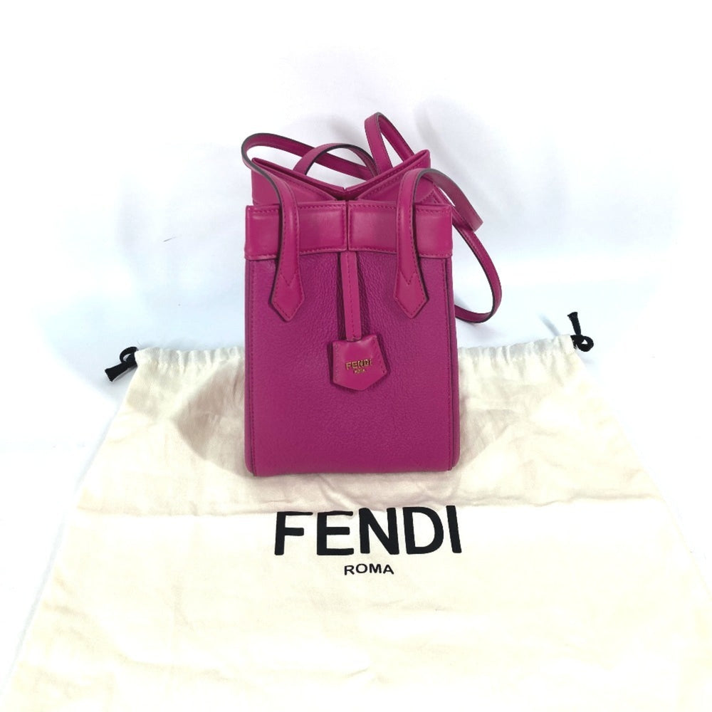 FENDI 8BS083 ORIGAMI MINI Small Shoulder Bag Leather Women's Purple G-240425-54 — New - Store Return