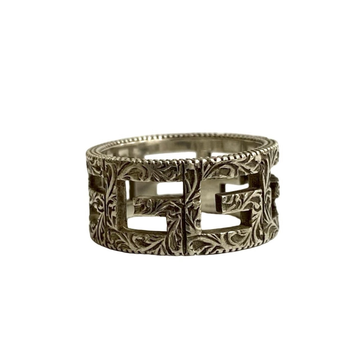 GUCCI Square G Arabesque Sterling Silver 925 Ring for Men and Women, 72174