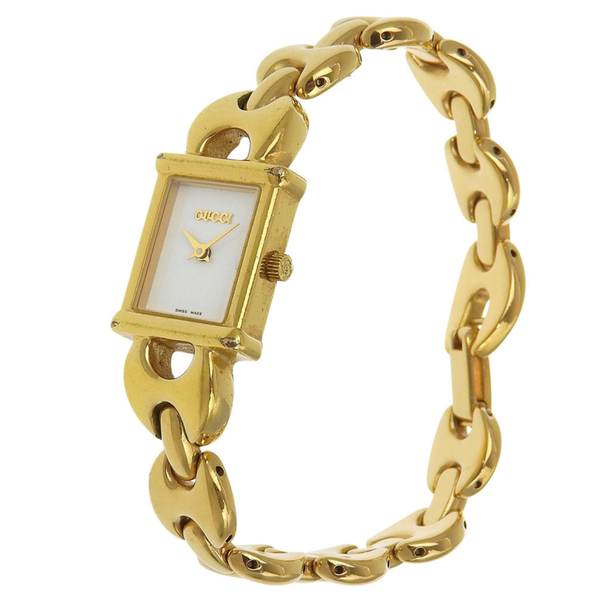 Gucci 1800L Women's Gold-Plated Quartz Analog Watch with White Dial — Good