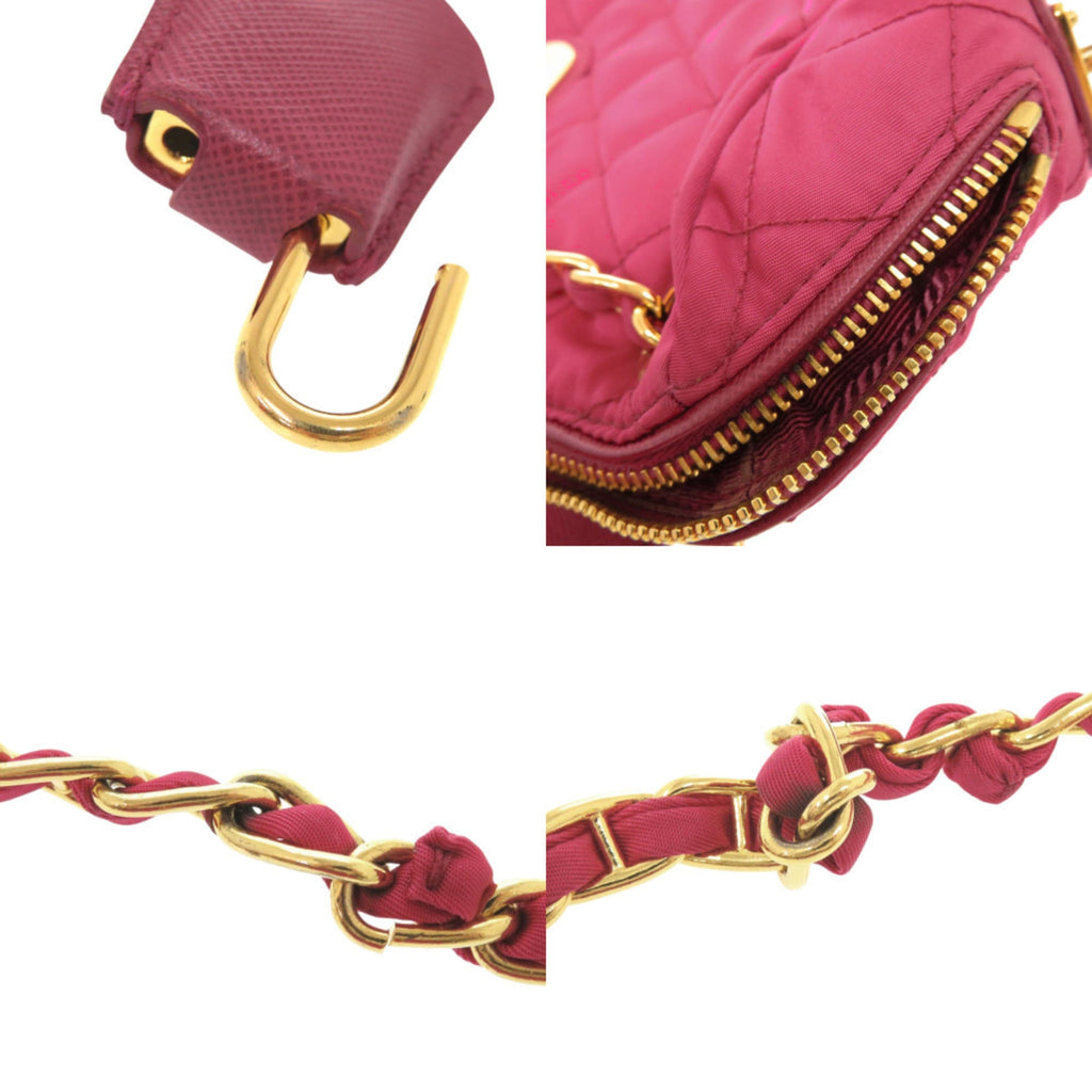 Excellent condition Prada quilted nylon pink chain shoulder bag 1592PRADA