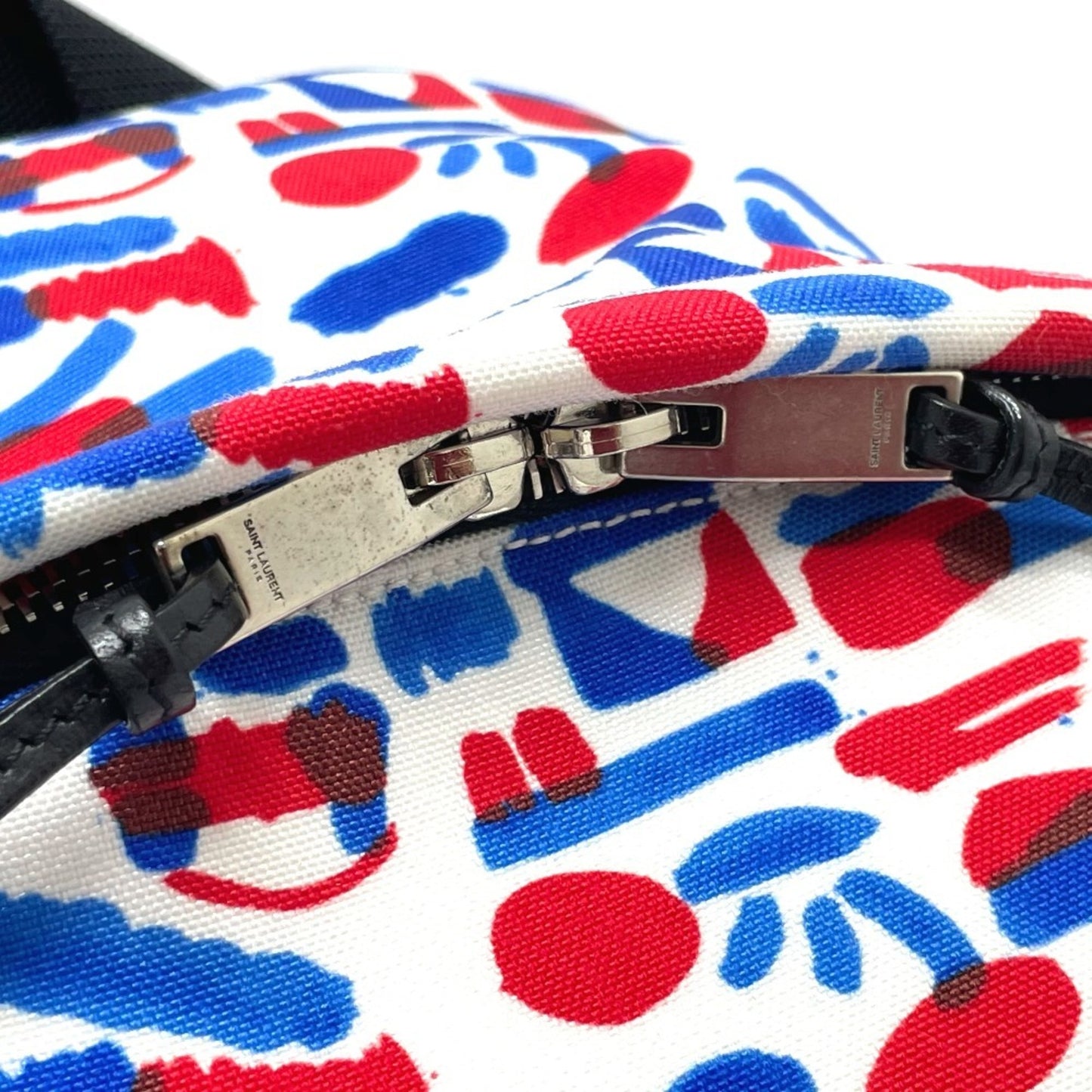 SAINT LAURENT 326865 Multi Allover Pattern Backpack Rucksack/Daypack Leather/Canvas Men's White/Red/Blue