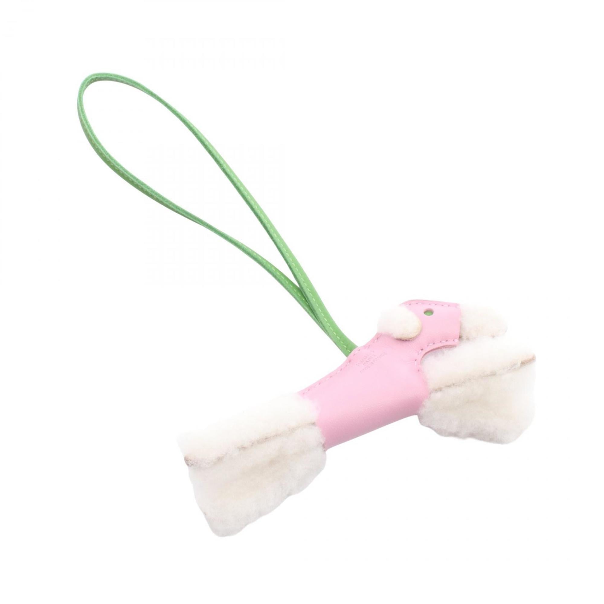 Hermes Hermès Anjo Milo Buddy Charm, Mouton, Women's, Pink, Green, White — New - Store Return
