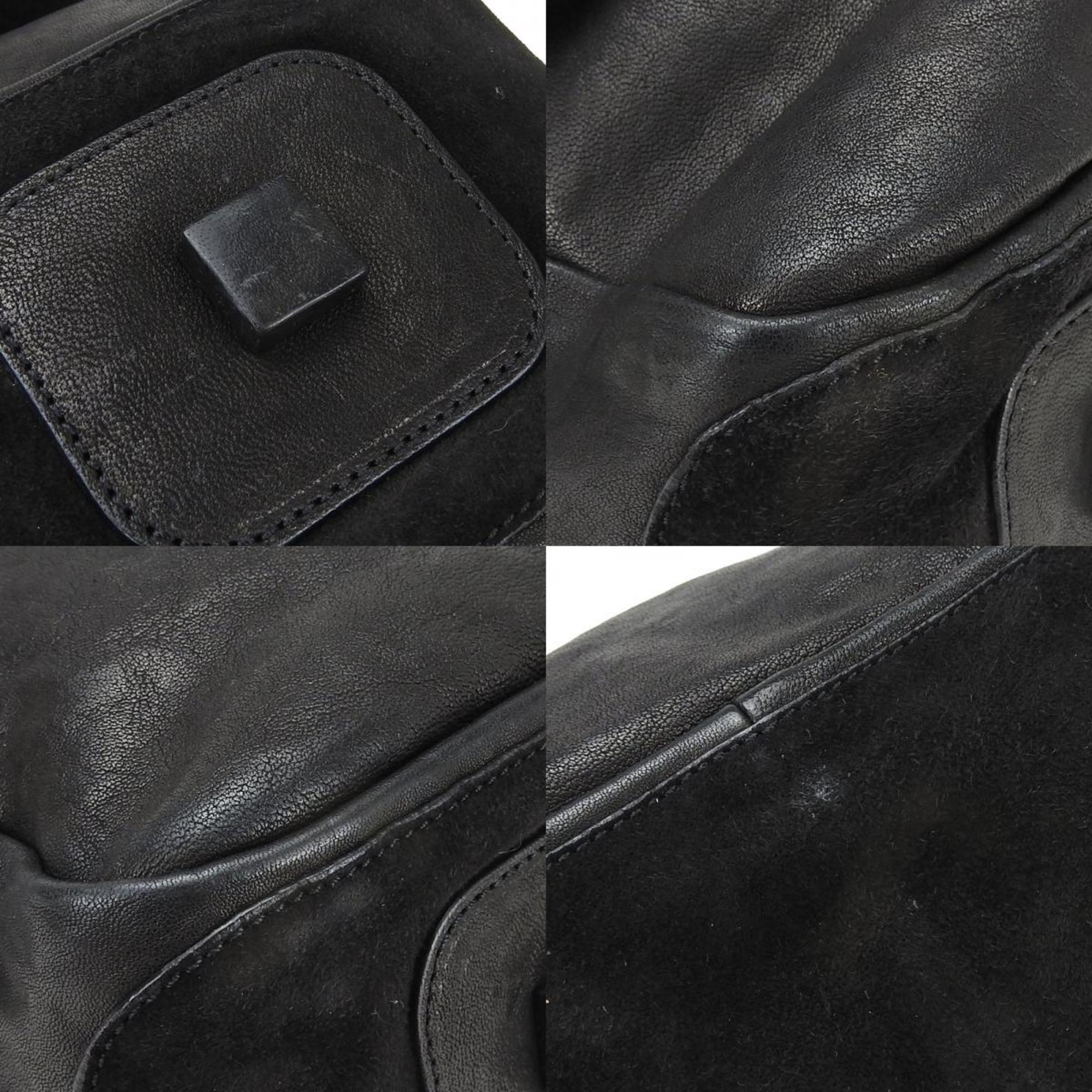 Celine Shoulder Bag Leather Pony Suede Black Women's CELINE