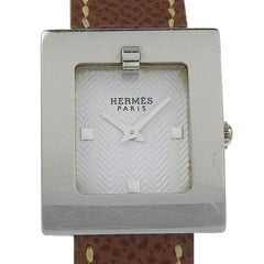 Hermès BE1.110 Women's Stainless Steel and Leather Strap Watch, 2002, Quartz Movement, Analog Display, White Dial — Good