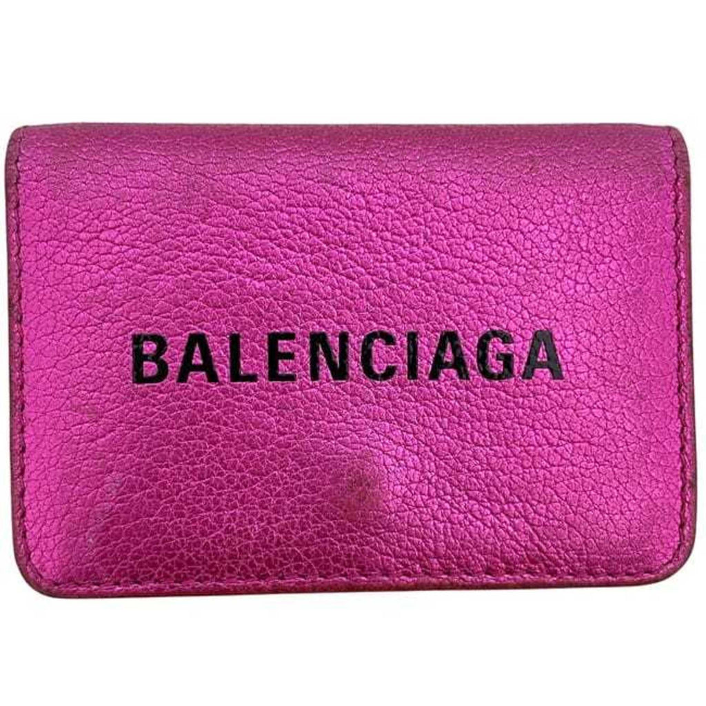 Balenciaga Tri-fold Wallet ec-24584 Pink Everyday 551921 5660 X 527538 Leather BALENCIAGA Compact Mini Folding Men's Women's Metallic