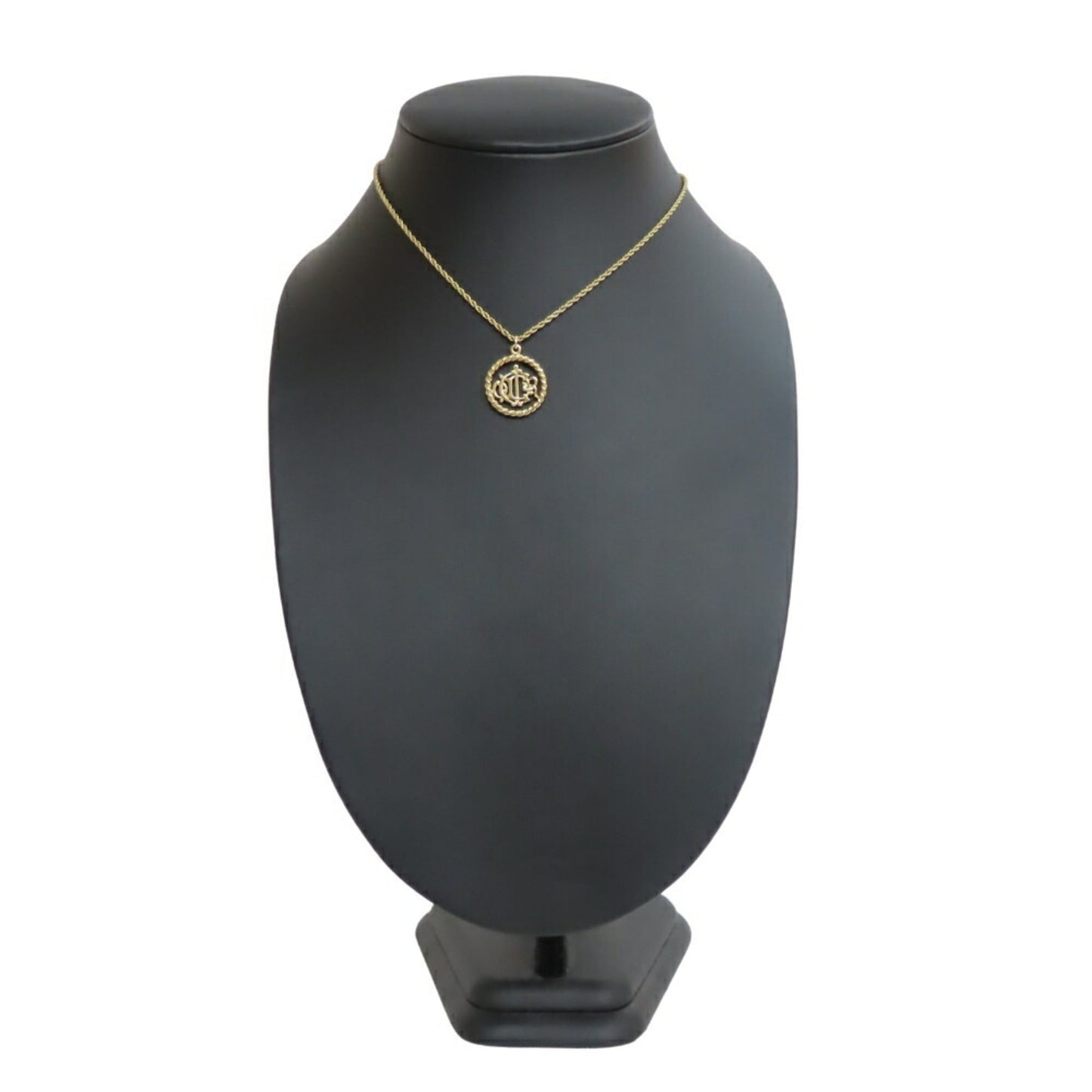 Christian Dior Necklace Emblem Metal Gold GP Plated Women's