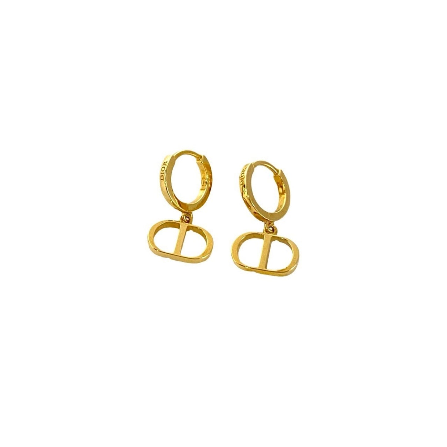 Christian Dior Petit CD Logo Motif GP Earrings, Gold, 40233