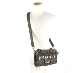FENDI x FRAGMENT 8BH418 Zucca Baguette Foldable 3-Way Tote Canvas Shoulder Bag, Brown, with Dust Made in France, Men's — Like New