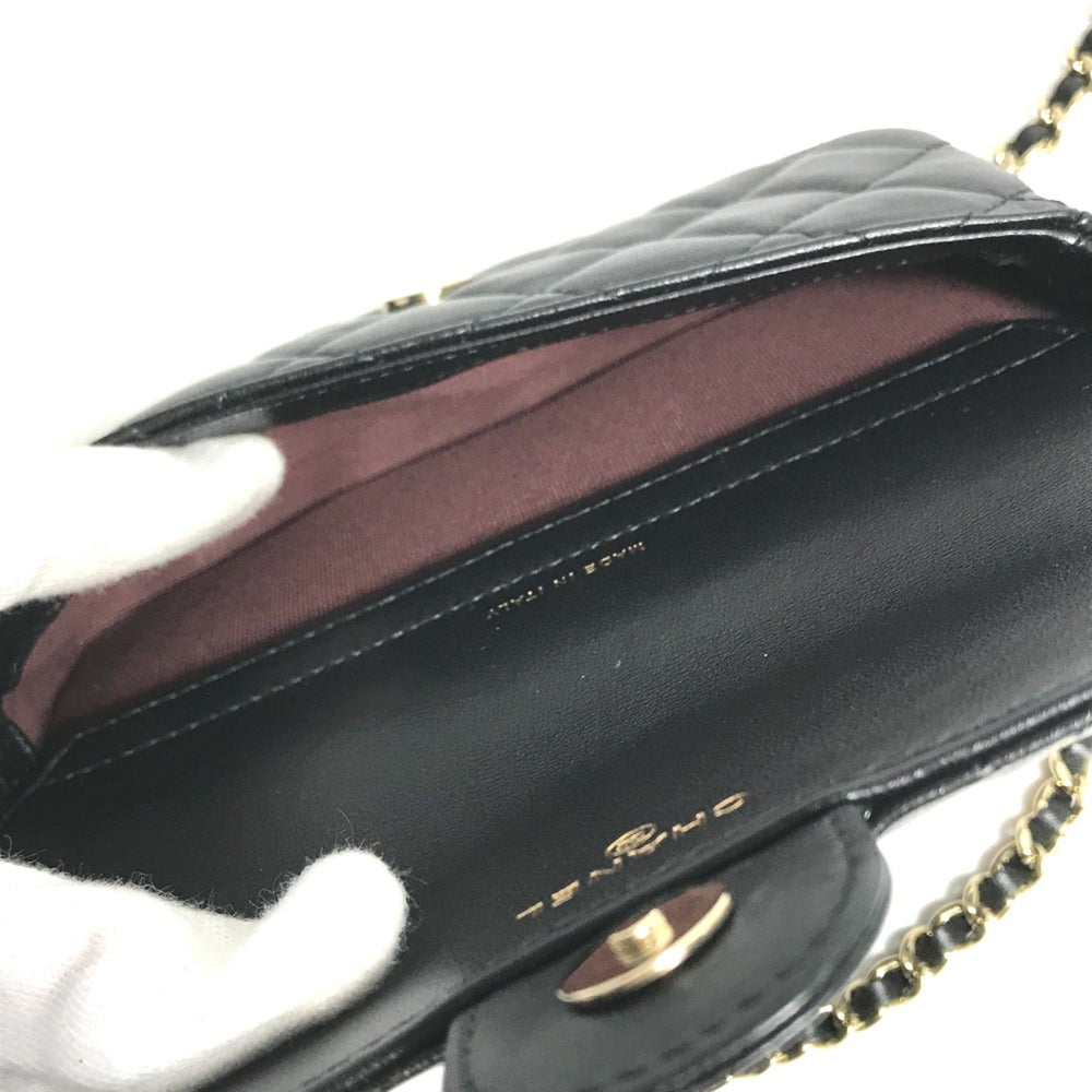 Chanel AP2096 CC Mark Phone Case Wallet CC Crossbody bag Long Wallet Shoulder Bag Black Gold — Like New