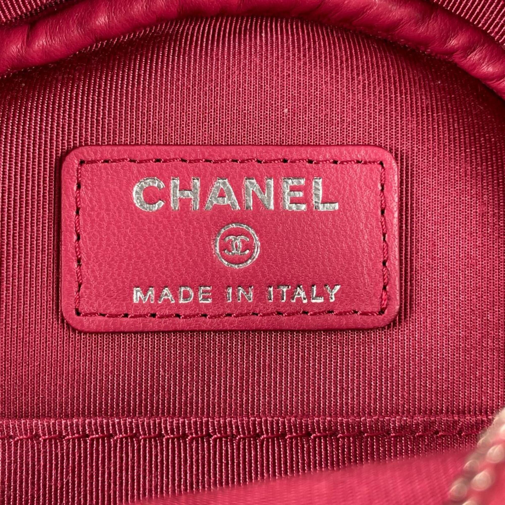 Chanel CHANEL Shoulder Bag, Round Chain, Coco Mark, Matelassé Mini, Lambskin, A70657 Pink — Like New