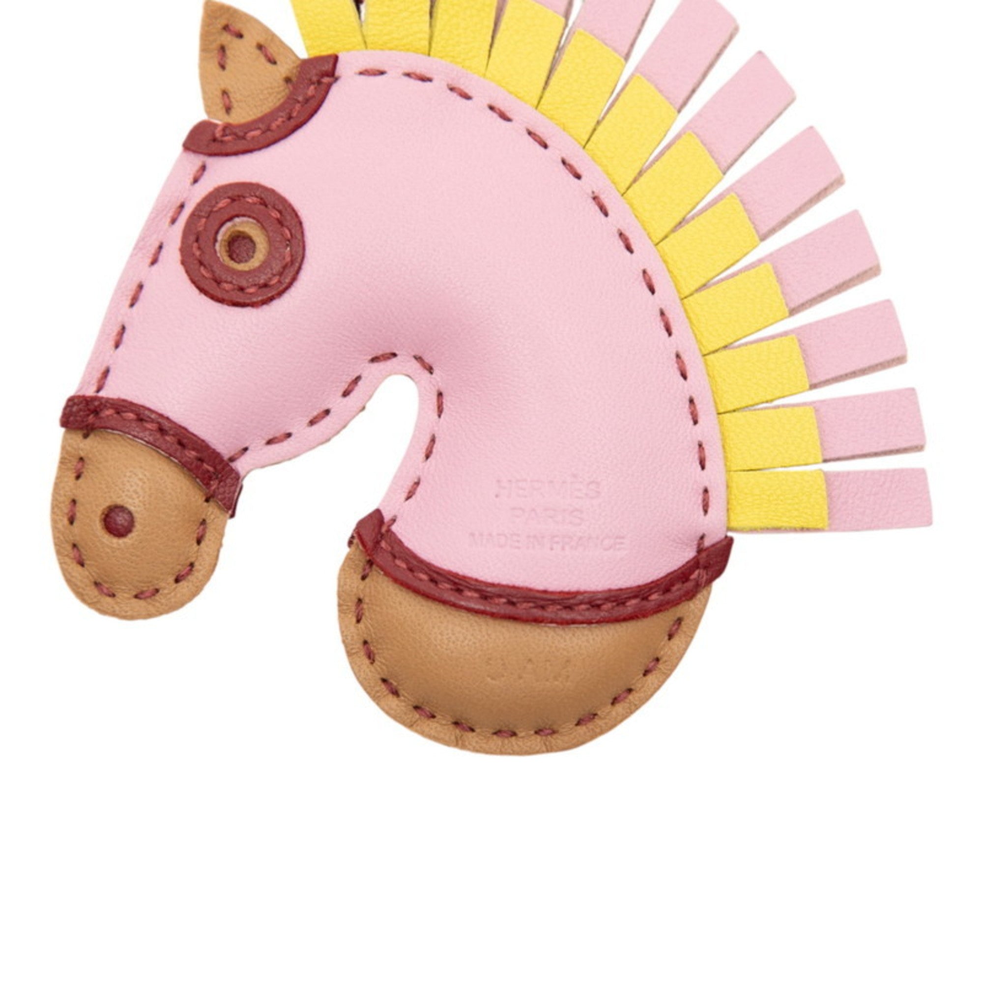 Hermès GG Camaieu bag charm keychain in Mauve Silvestre, Chai, Lime, Rouge Grenat, and Anjou Milo. Women's. HERMES