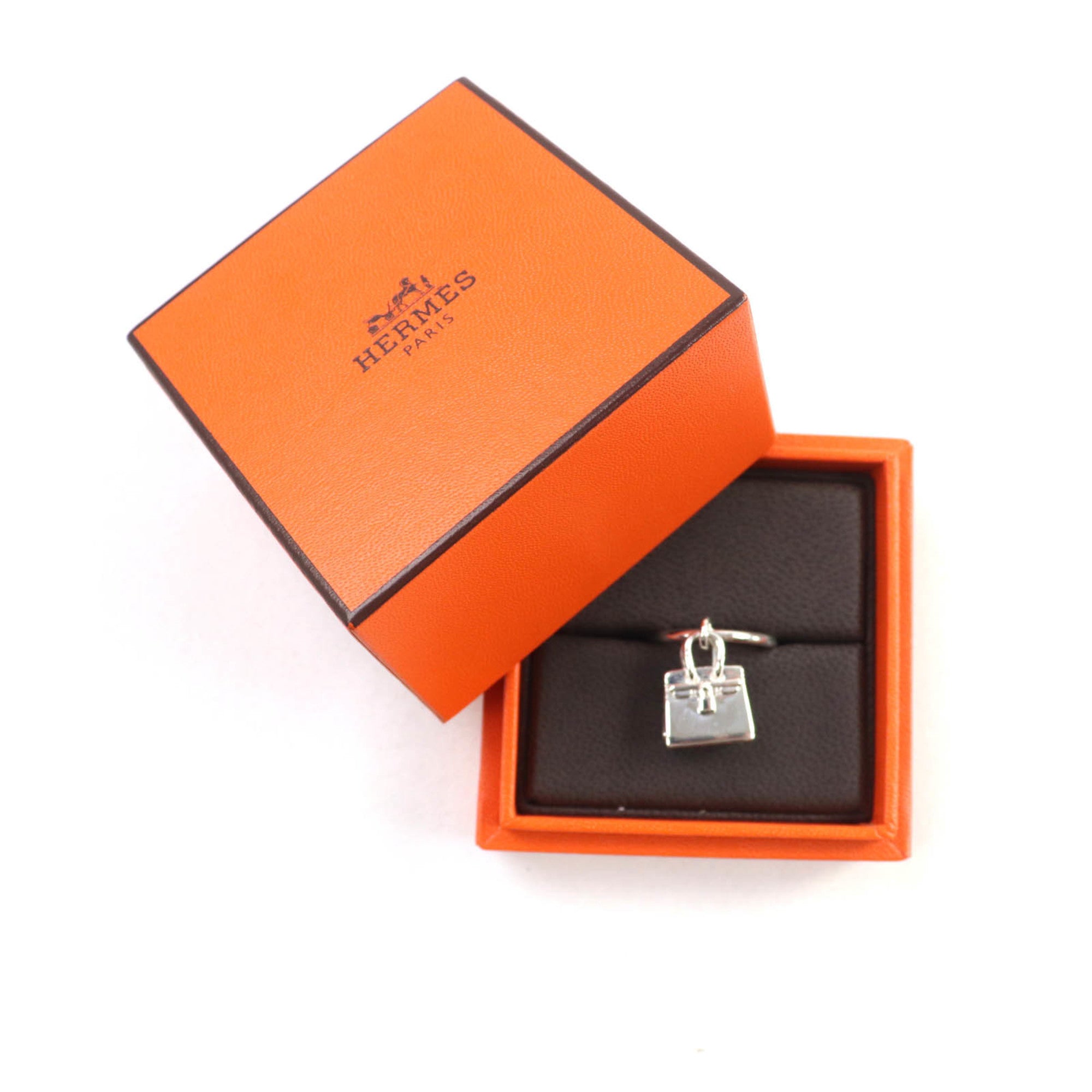 HERMES 2020 925 Amulet Birkin Ring, Silver, Size 51 (), with Box, Made in Italy, Weight 7.34g, Women's — Like New