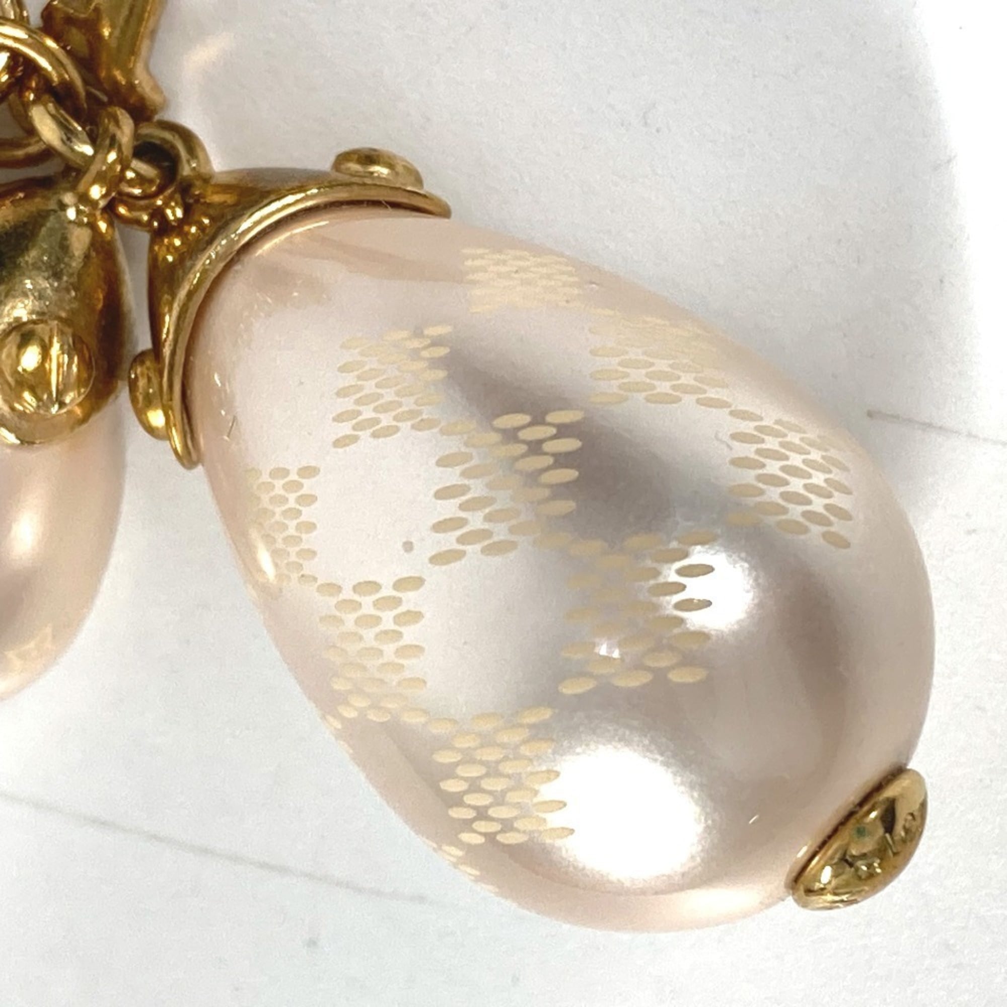 LOUIS VUITTON M66319 Damier Pearl Bracelet, Bangle Chain Metal with Faux Pearls, Gold, Women's