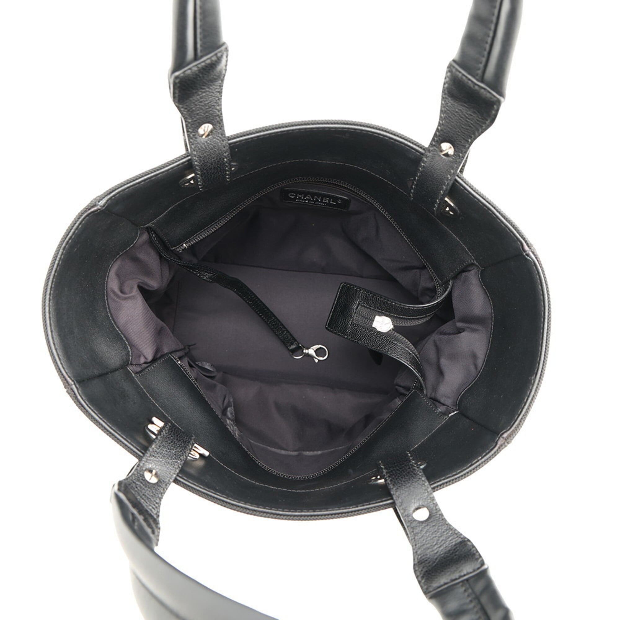 Chanel Paris Biarritz Tote PM Matelassé Coco Mark A34208 CHANEL Black Handbag Women's — Like New