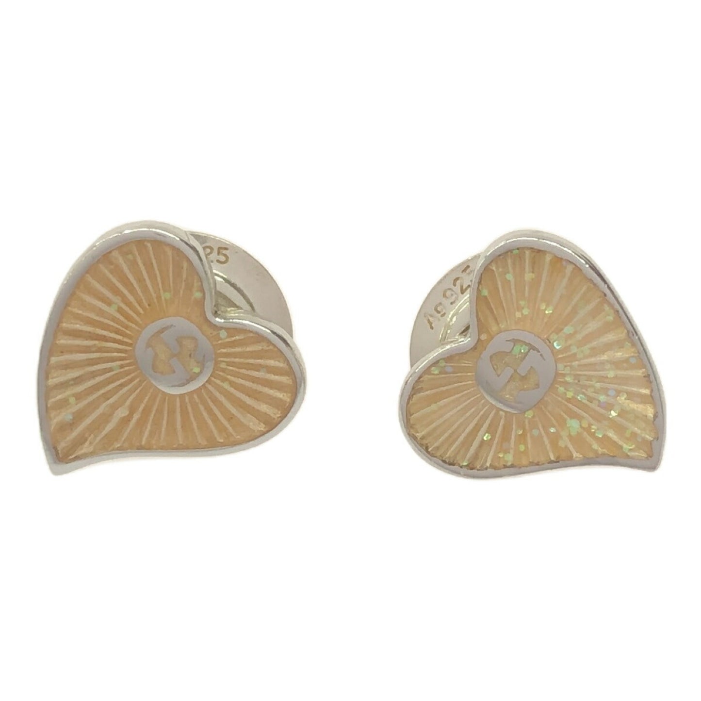 GUCCI Gucci Earrings Heart GG Interlocking Silver Ivory AG925 Mikunigaoka Store