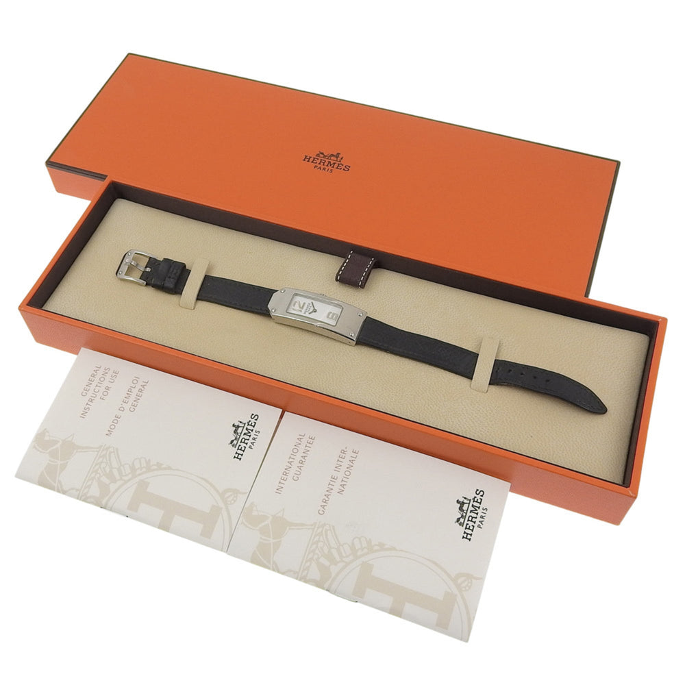 Hermes Kelly II watch KT1.210, stainless steel, quartz, analog display, white dial, women's watch — Good