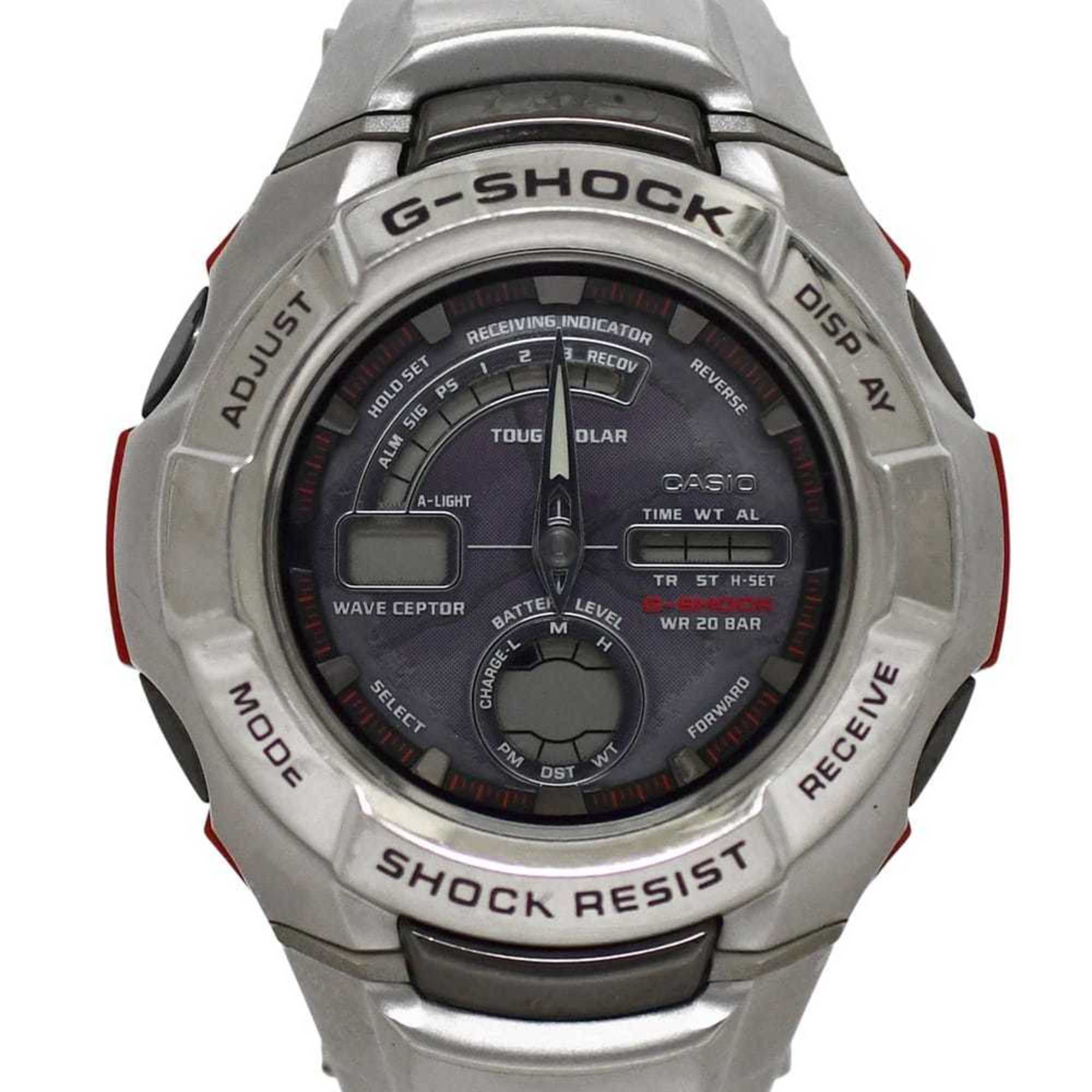 Casio The G Series Watch f-24971 Silver/Purple G-Shock GW-1210J Men's Stainless Steel Quartz CASIO Digital/Analog ec-24971 — Good