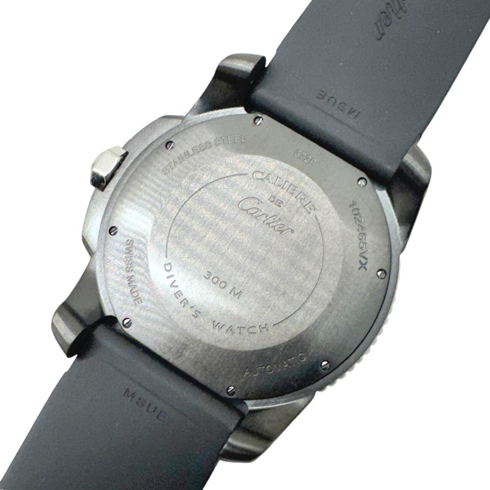 CARTIER Calibre de Cartier Carbon Diver Date WSCA0006 Watch, Stainless Steel, Rubber Strap, Automatic, Black, Men's — Very Good