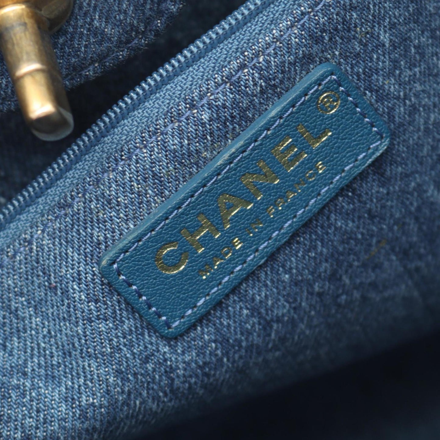 CHANEL Large Shopping Bag, Tote Denim and Mouton, Women's, Blue White, AS0759