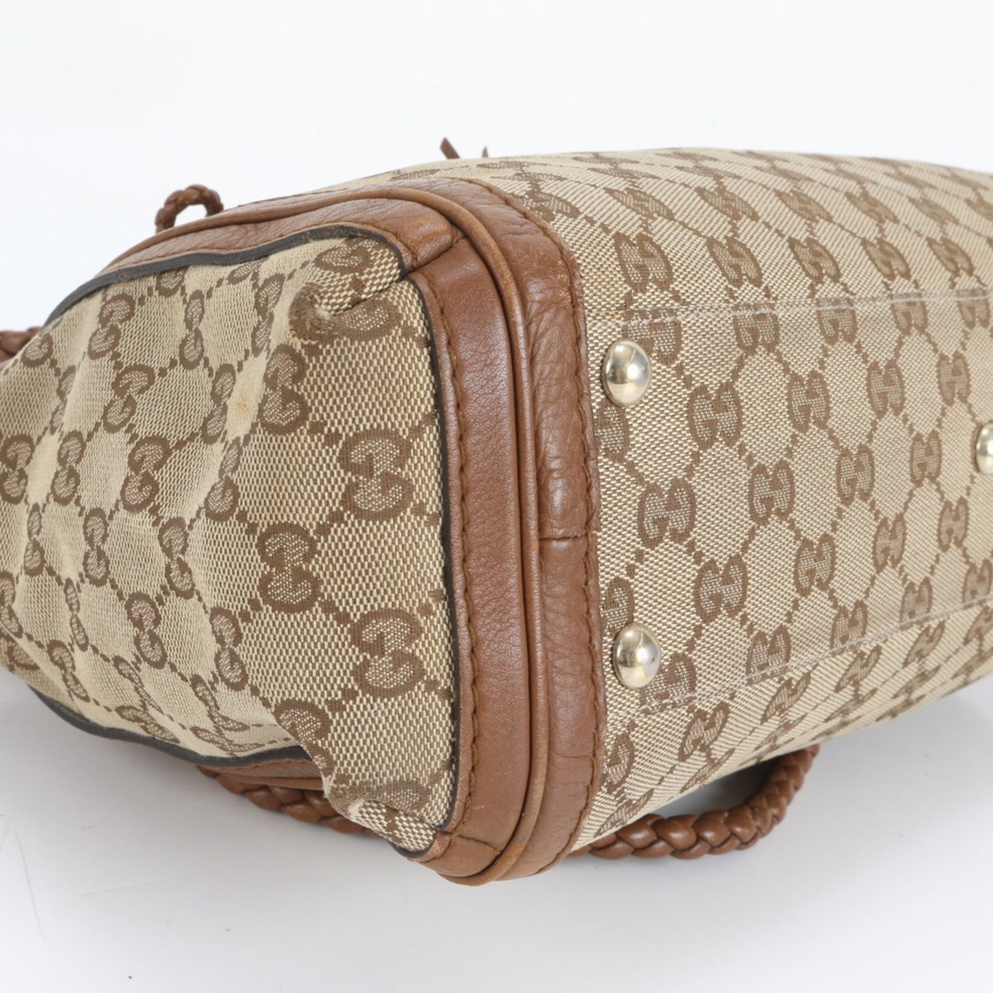 Gucci GG Canvas Bella Bamboo Ribbon Tassel Leather Tote Bag (282300) Women's