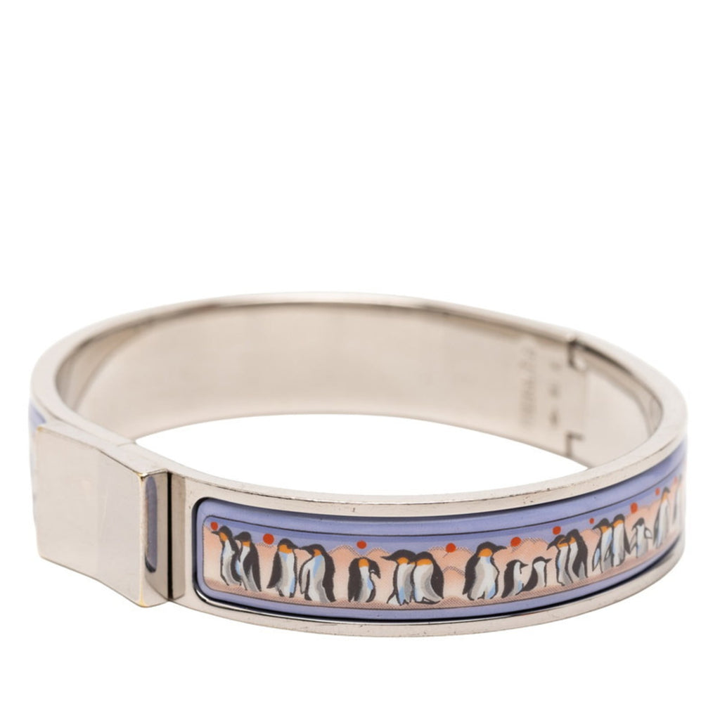 Hermes Hermès Click-Clack PM Penguin Bangle in Silver and Multicolored Metal for Women
