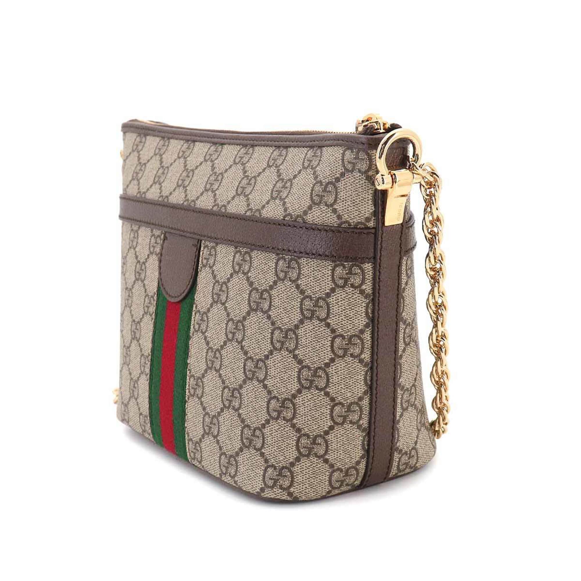 Gucci Ophidia Chain Shoulder Handbag, GG Supreme Canvas, Leather, Beige/Brown, 781397 Bag — New - Store Return