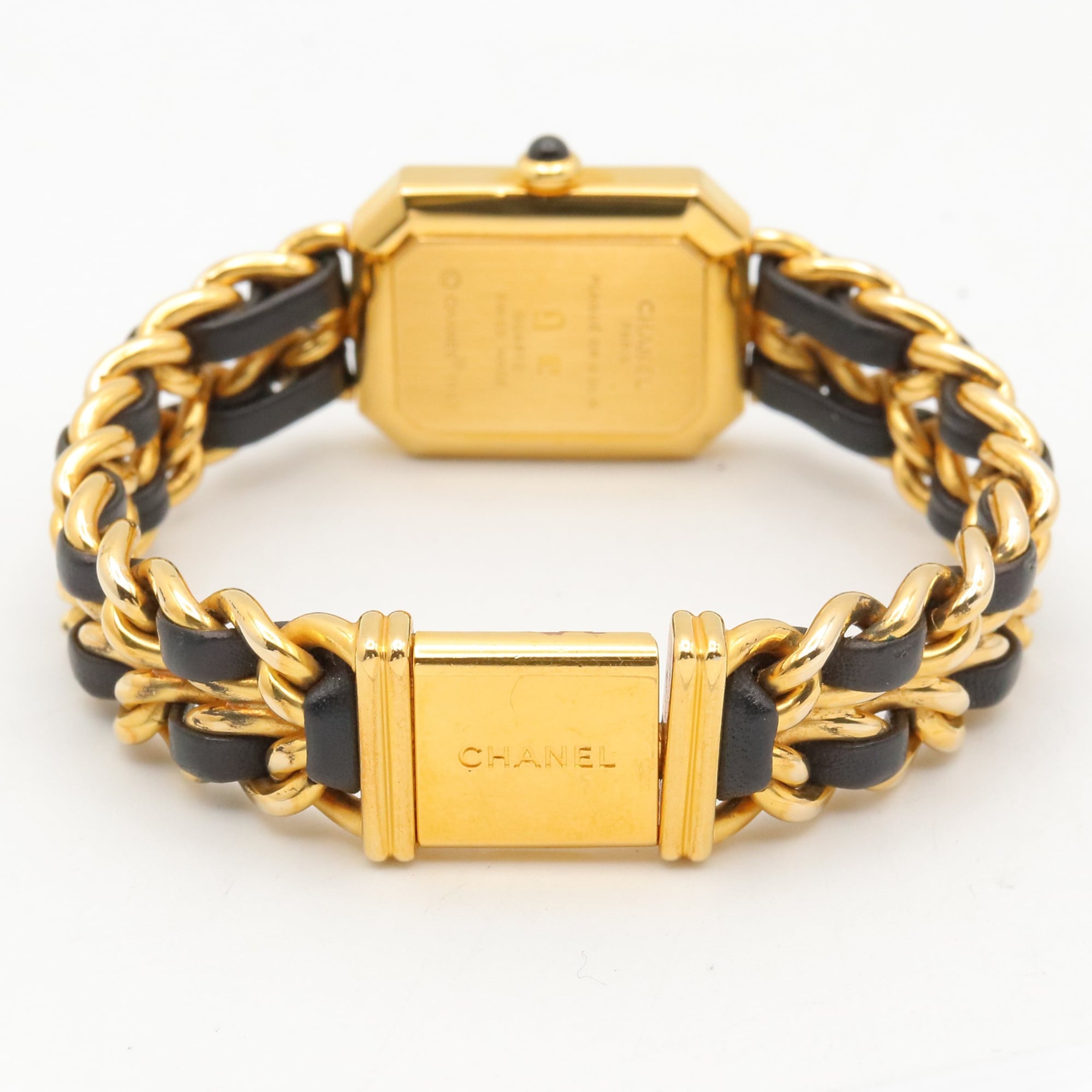 Chanel CHANEL Première Watch, Gold Plated (GP), Leather Strap, Women's, Black, H0001 — Very Good