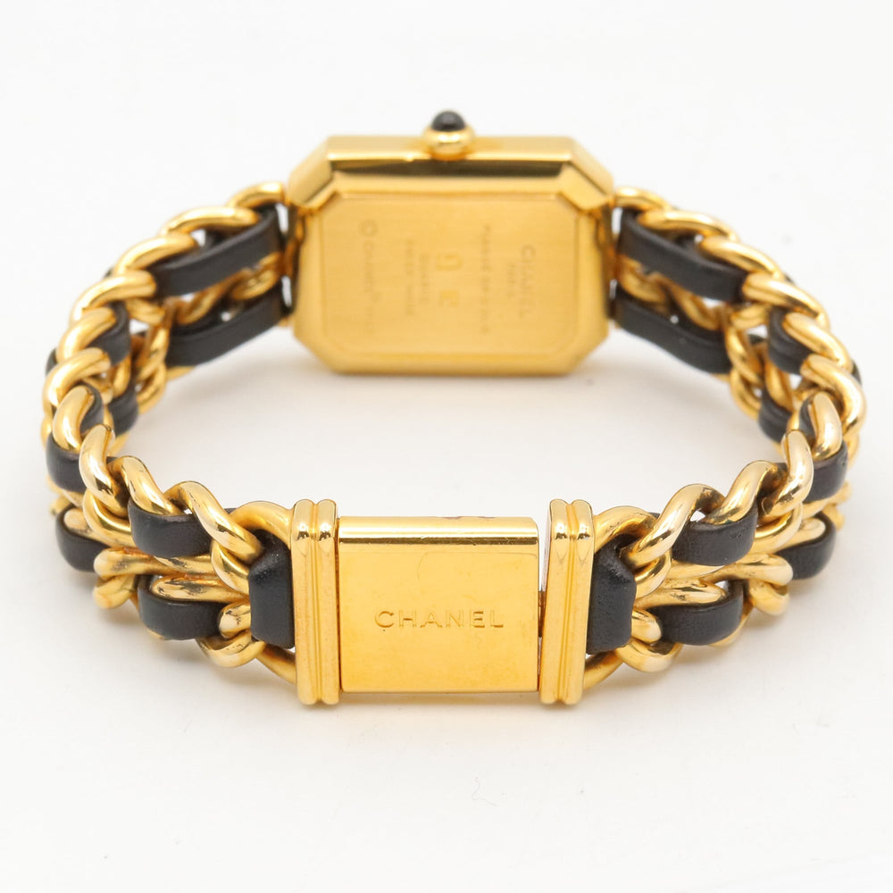 Chanel CHANEL Première Watch, Gold Plated (GP), Leather Strap, Women's, Black, H0001 — Very Good
