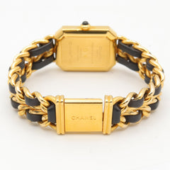 Chanel CHANEL Première Watch, Gold Plated (GP), Leather Strap, Women's, Black, H0001 — Very Good