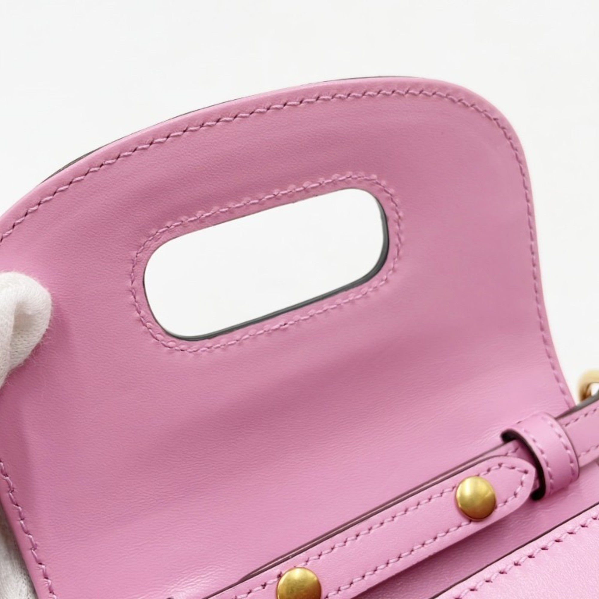 GUCCI Bamboo Line Handbag 702106 Pink Calfskin Women's 3-Way — Like New