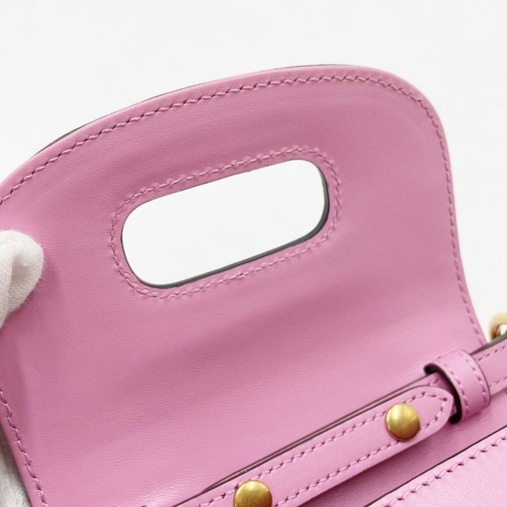GUCCI Bamboo Line Handbag 702106 Pink Calfskin Women's 3-Way — Like New