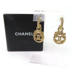 CHANEL Vintage 05A Coco Mark Rope Twist Swing Earrings, Gold, Made in France, Women's. (Pair) — Like New