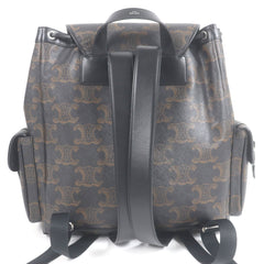 CELINE 11181 Coated Canvas Triomphe Pattern Backpack Daypack Black Brown with Dust Bag Men's — Like New