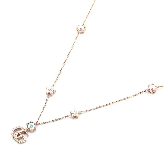 Gucci Double G Necklace 753868 Gold Metal Crystal Pendant Choker for Women GUCCI