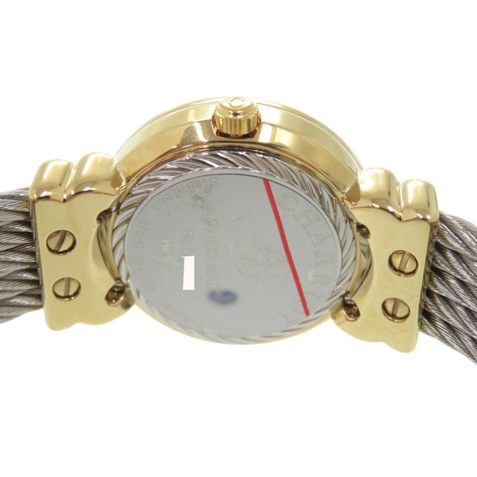 Unused Charriol Saint-Tropez 12-Piece Diamond Stainless Steel Watch with White Shell and Gold Dial, Quartz Movement, 0598 CHARRIOL — New - Store Return