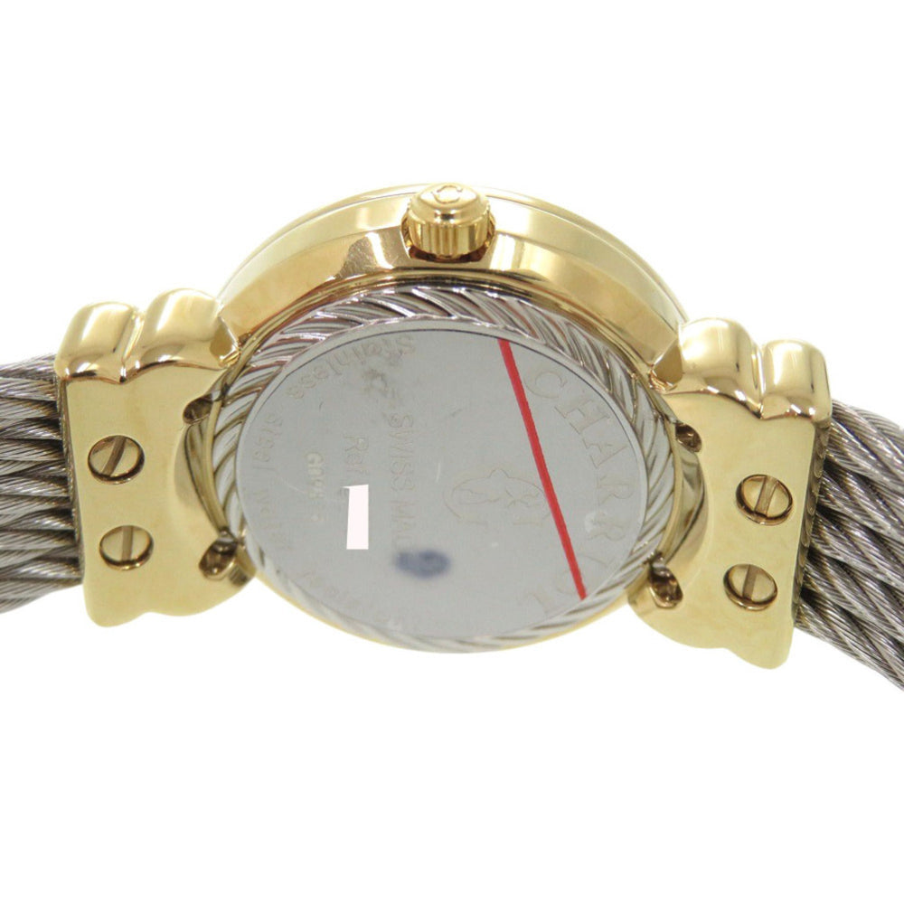Unused Charriol Saint-Tropez 12-Piece Diamond Stainless Steel Watch with White Shell and Gold Dial, Quartz Movement, 0598 CHARRIOL — New - Store Return