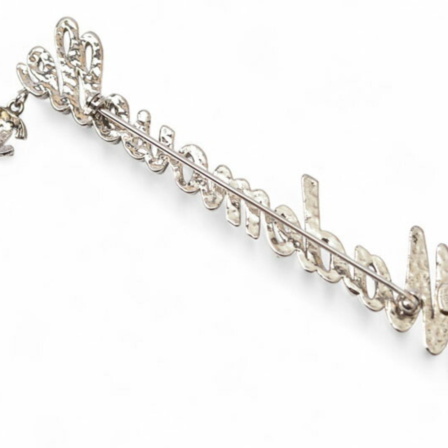 CHANEL Brooch Pin Mademoiselle Rhinestone Coco Silver Rose 02