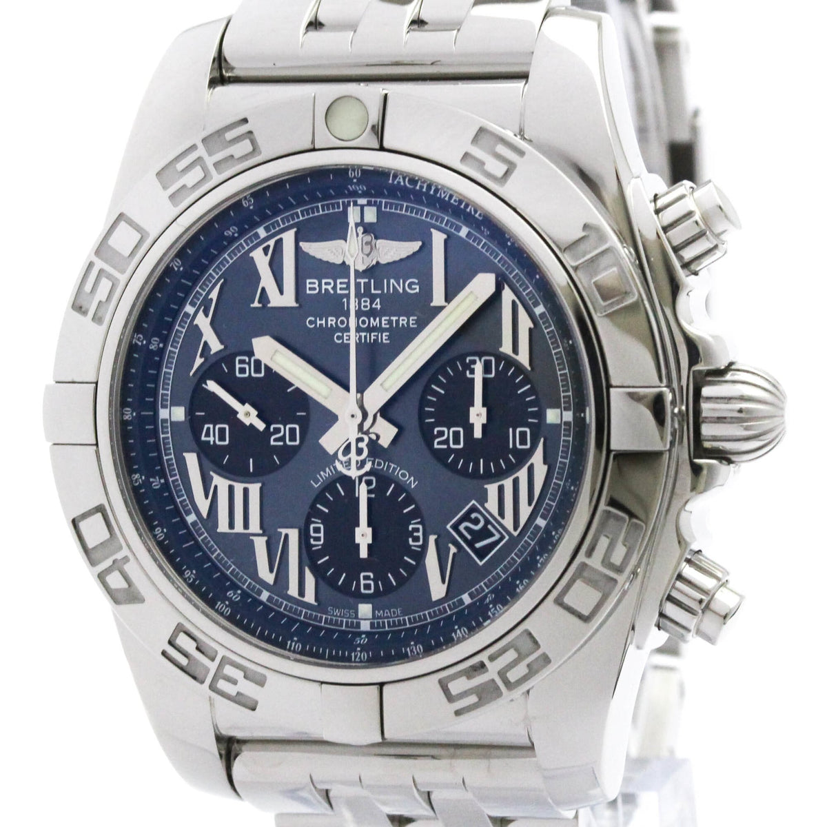 BREITLING Chronomat 44 Japan LTD MOP Steel Mens Watch AB0111 Polished — Very Good