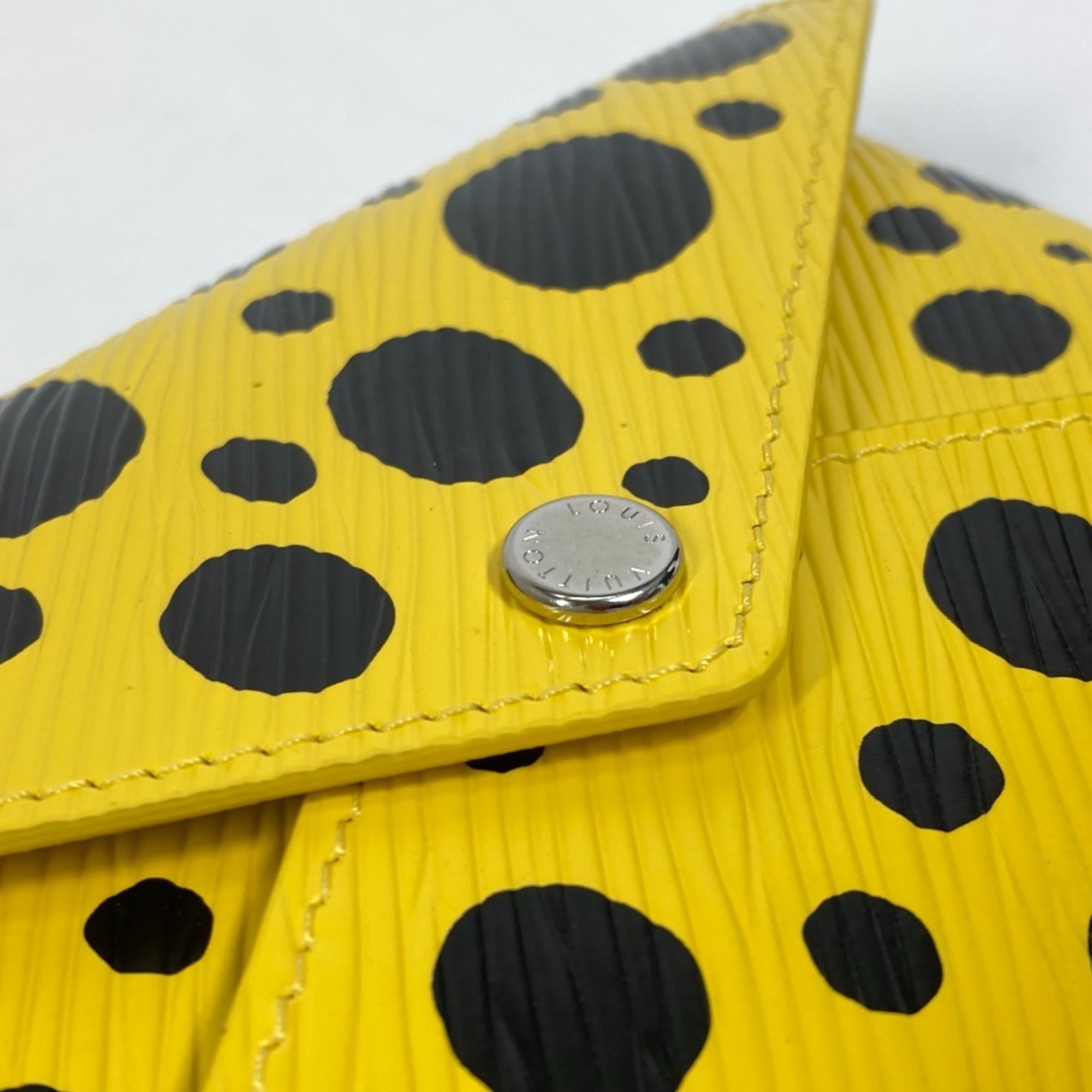 LOUIS VUITTON M81959 Yellow Leather Dot Only Yayoi Kusama LV x YK Pochette Kirigami Pouch Women's Black — New - Store Return