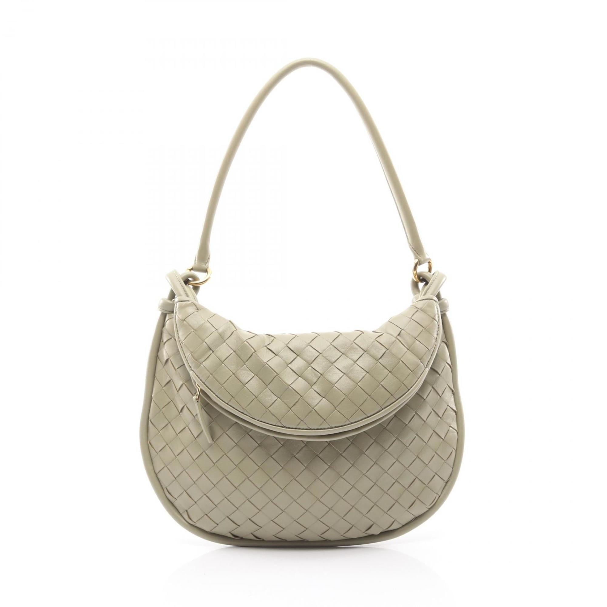 Bottega Veneta Gemelli Intrecciato Leather Shoulder Bag, Women's, Khaki