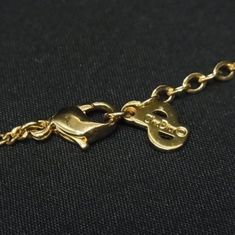 Christian Dior Gold Metal Rhinestone Necklace for Women — Like New