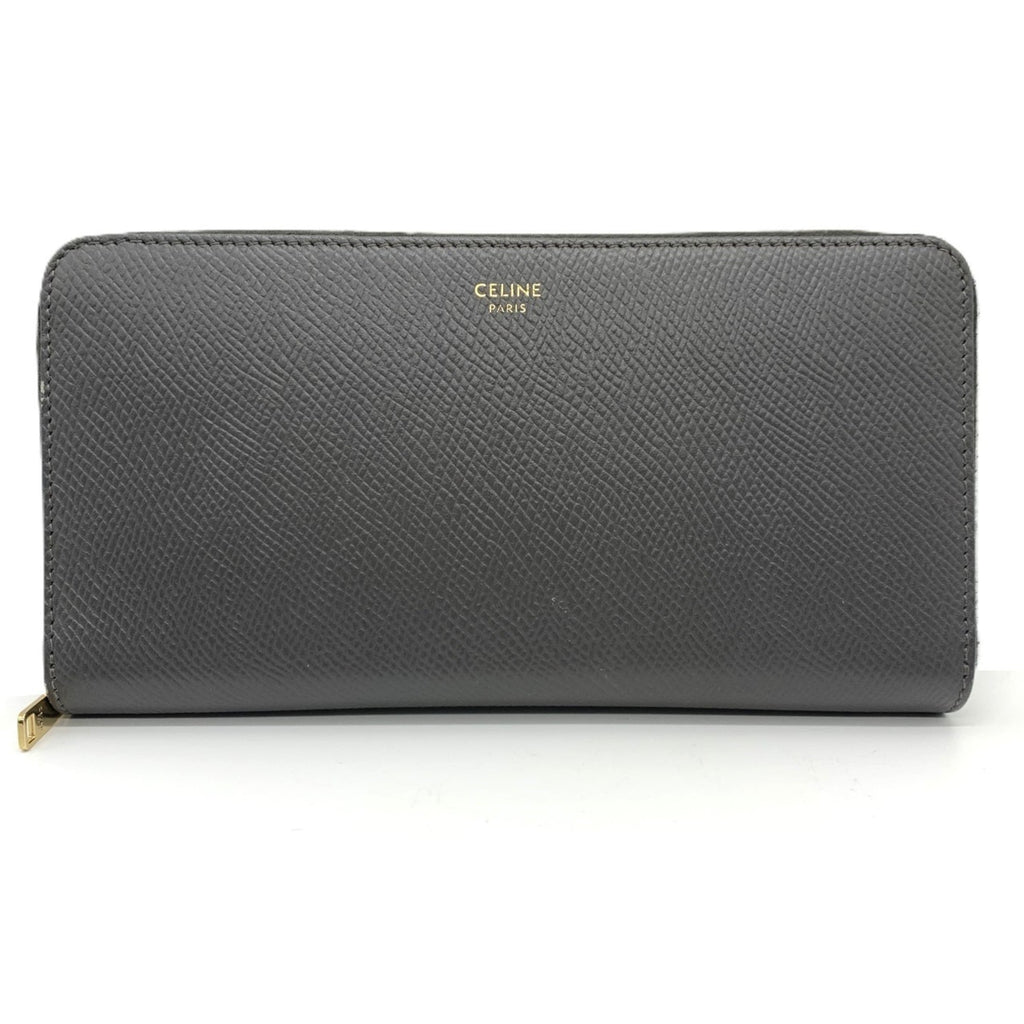 Celine Round Long Wallet in Grey Leather, Women's, 10B553BEL