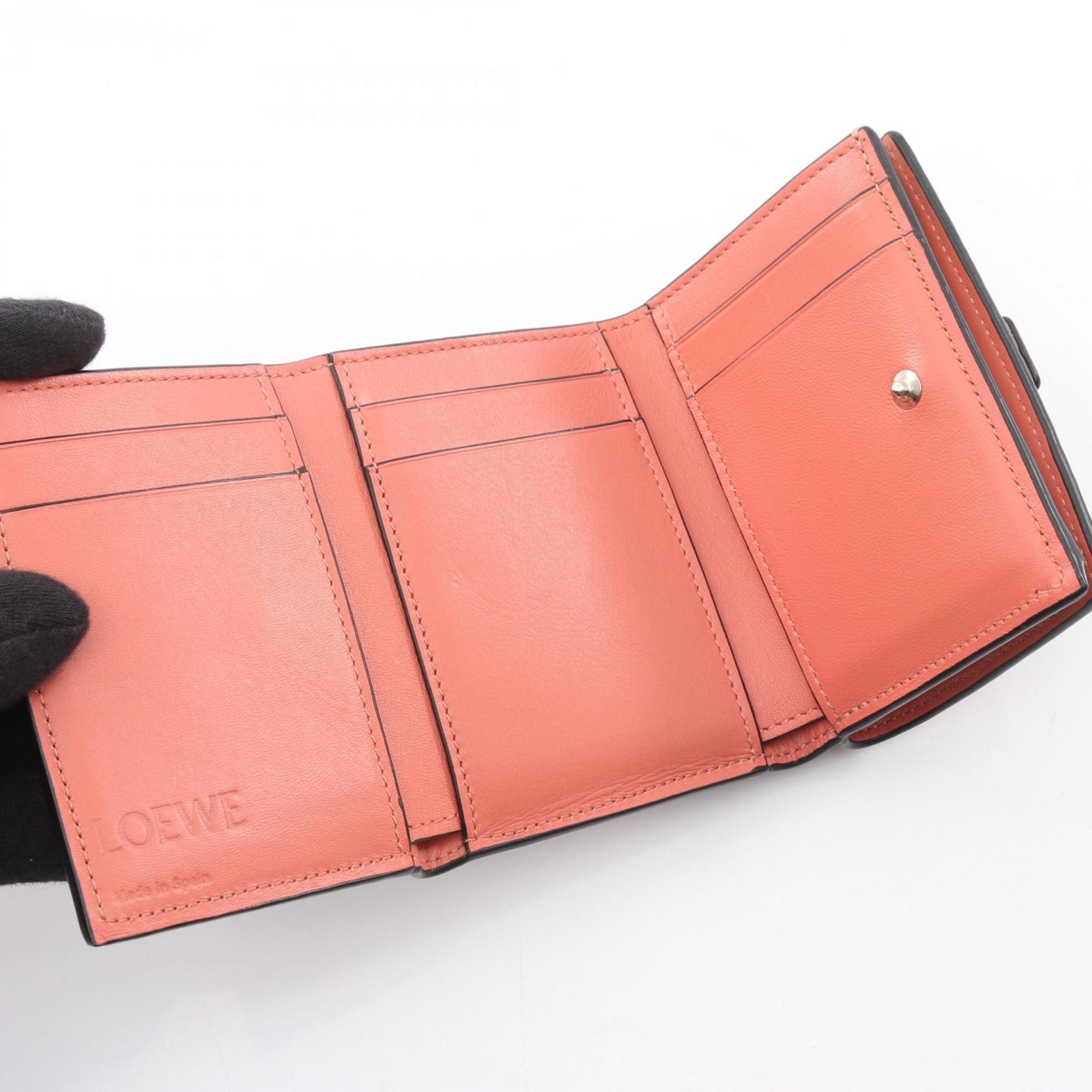 LOEWE Trifold Wallet, Leather, Women's, Beige, Brown